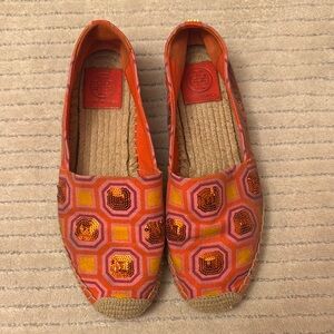 Tory Burch Orange and Pink Espadrilles